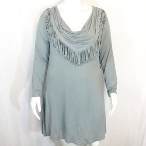 DG2 by Diane Gilman Gray Fringe Cowl Neck Dress